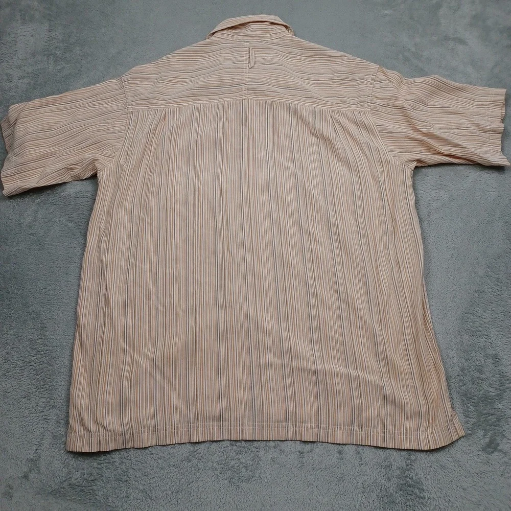 North Face Shirt Mens Large Brown Striped Outdoor Button Up Short‎ Sleeve